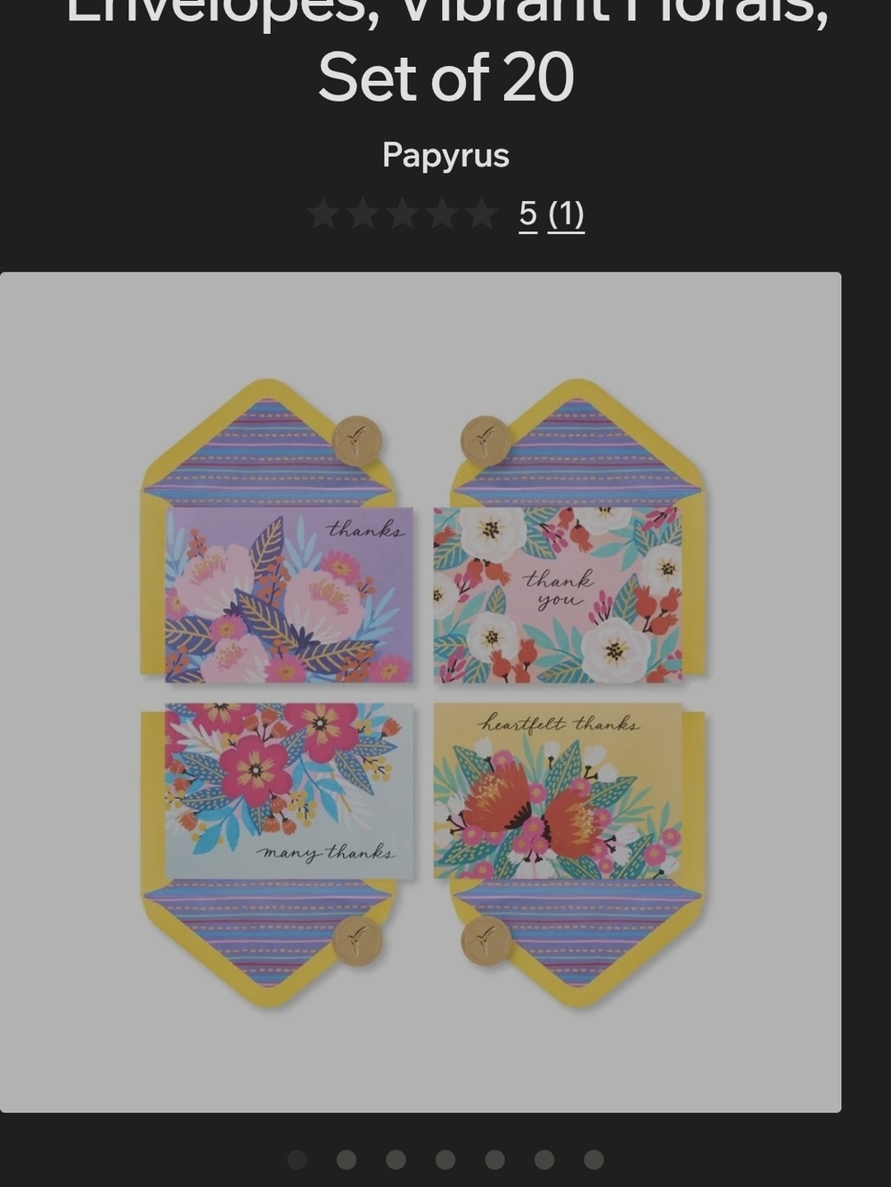 Papyrus Floral Thank You Cards with Yellow Envelopes and Purple Liner